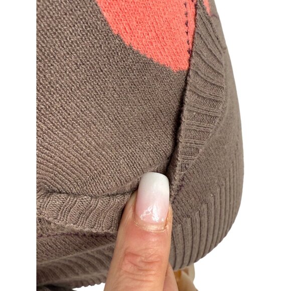 Vintage Y2K Heritage 1981 Casual Brown Heart Pattern Knit Sweater Tank Top Vest - Picture 8 of 10